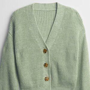 Gap Factory Shaker-Stitch Cardigan, Medium, Green